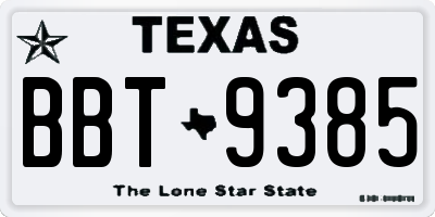 TX license plate BBT9385