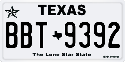 TX license plate BBT9392
