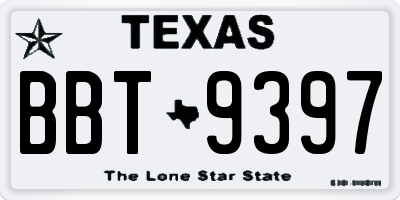 TX license plate BBT9397