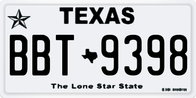 TX license plate BBT9398