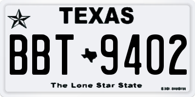 TX license plate BBT9402