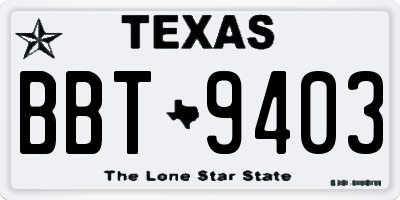 TX license plate BBT9403