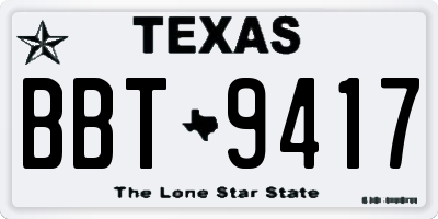 TX license plate BBT9417