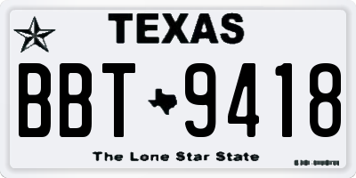 TX license plate BBT9418