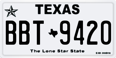TX license plate BBT9420