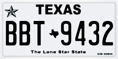 TX license plate BBT9432