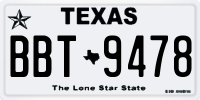 TX license plate BBT9478
