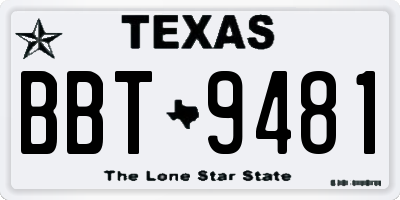 TX license plate BBT9481