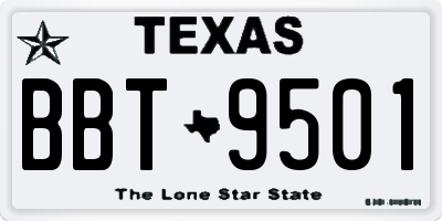 TX license plate BBT9501