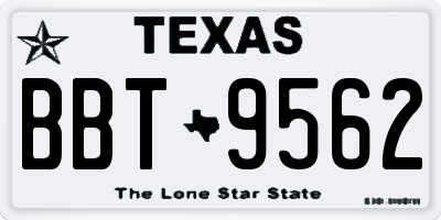 TX license plate BBT9562