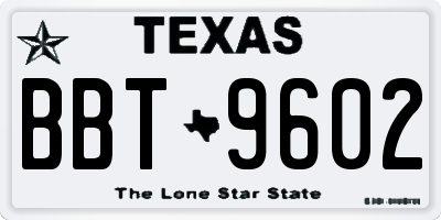 TX license plate BBT9602