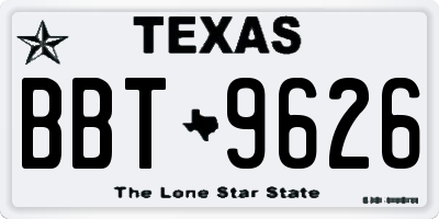 TX license plate BBT9626