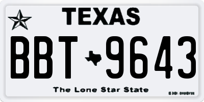 TX license plate BBT9643