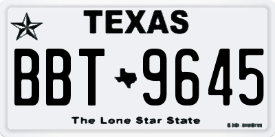 TX license plate BBT9645