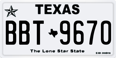 TX license plate BBT9670