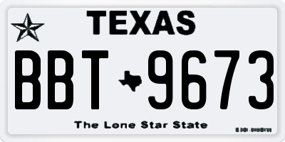 TX license plate BBT9673