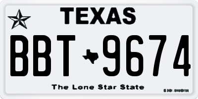 TX license plate BBT9674