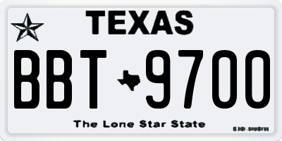 TX license plate BBT9700