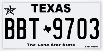TX license plate BBT9703