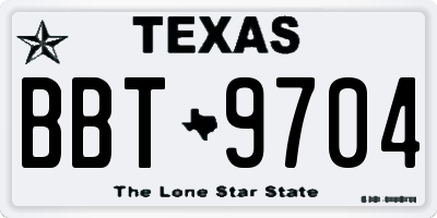 TX license plate BBT9704