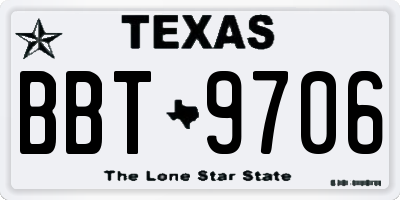 TX license plate BBT9706