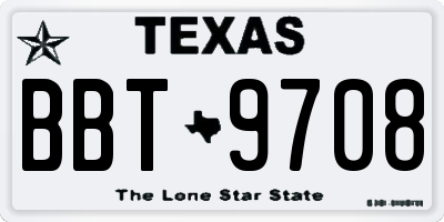 TX license plate BBT9708