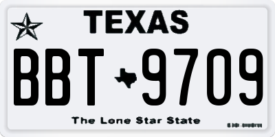 TX license plate BBT9709