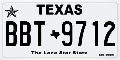TX license plate BBT9712