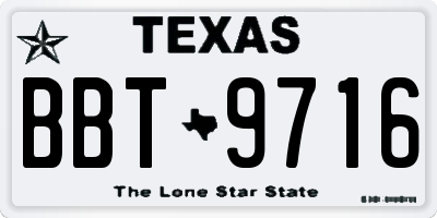 TX license plate BBT9716