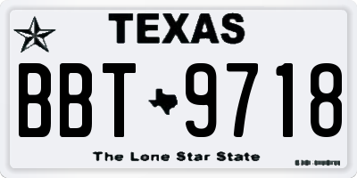 TX license plate BBT9718