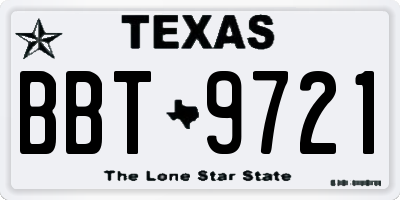 TX license plate BBT9721