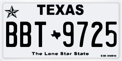 TX license plate BBT9725