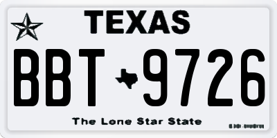 TX license plate BBT9726