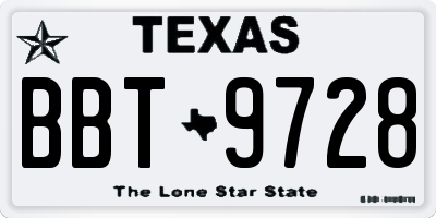 TX license plate BBT9728