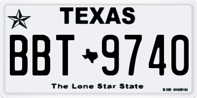 TX license plate BBT9740