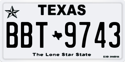 TX license plate BBT9743