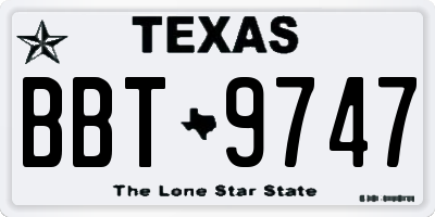 TX license plate BBT9747
