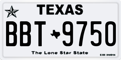 TX license plate BBT9750