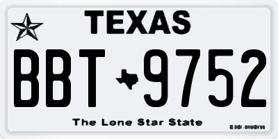 TX license plate BBT9752