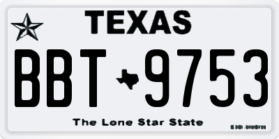 TX license plate BBT9753