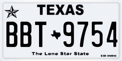 TX license plate BBT9754