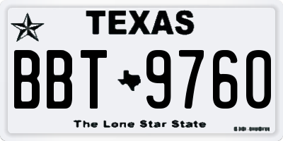 TX license plate BBT9760