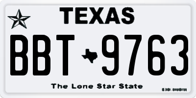 TX license plate BBT9763