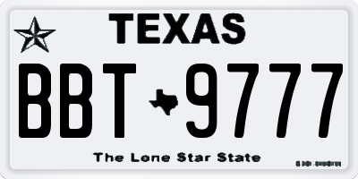 TX license plate BBT9777