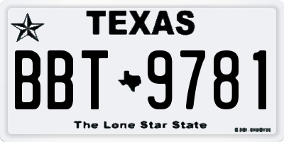 TX license plate BBT9781