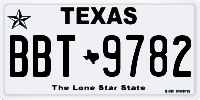 TX license plate BBT9782