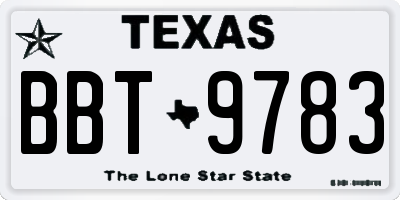 TX license plate BBT9783