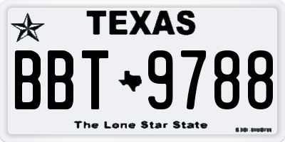 TX license plate BBT9788