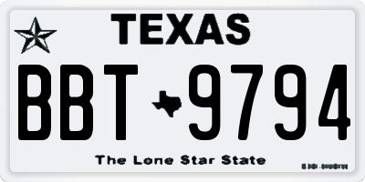 TX license plate BBT9794