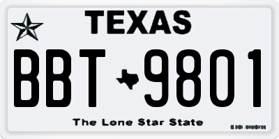 TX license plate BBT9801